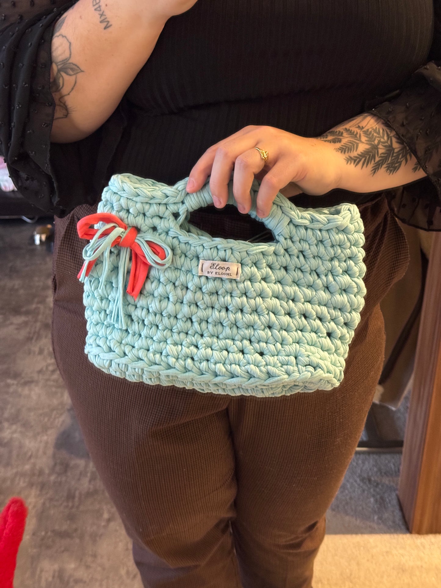 Sac Topaze bleu avec noeud