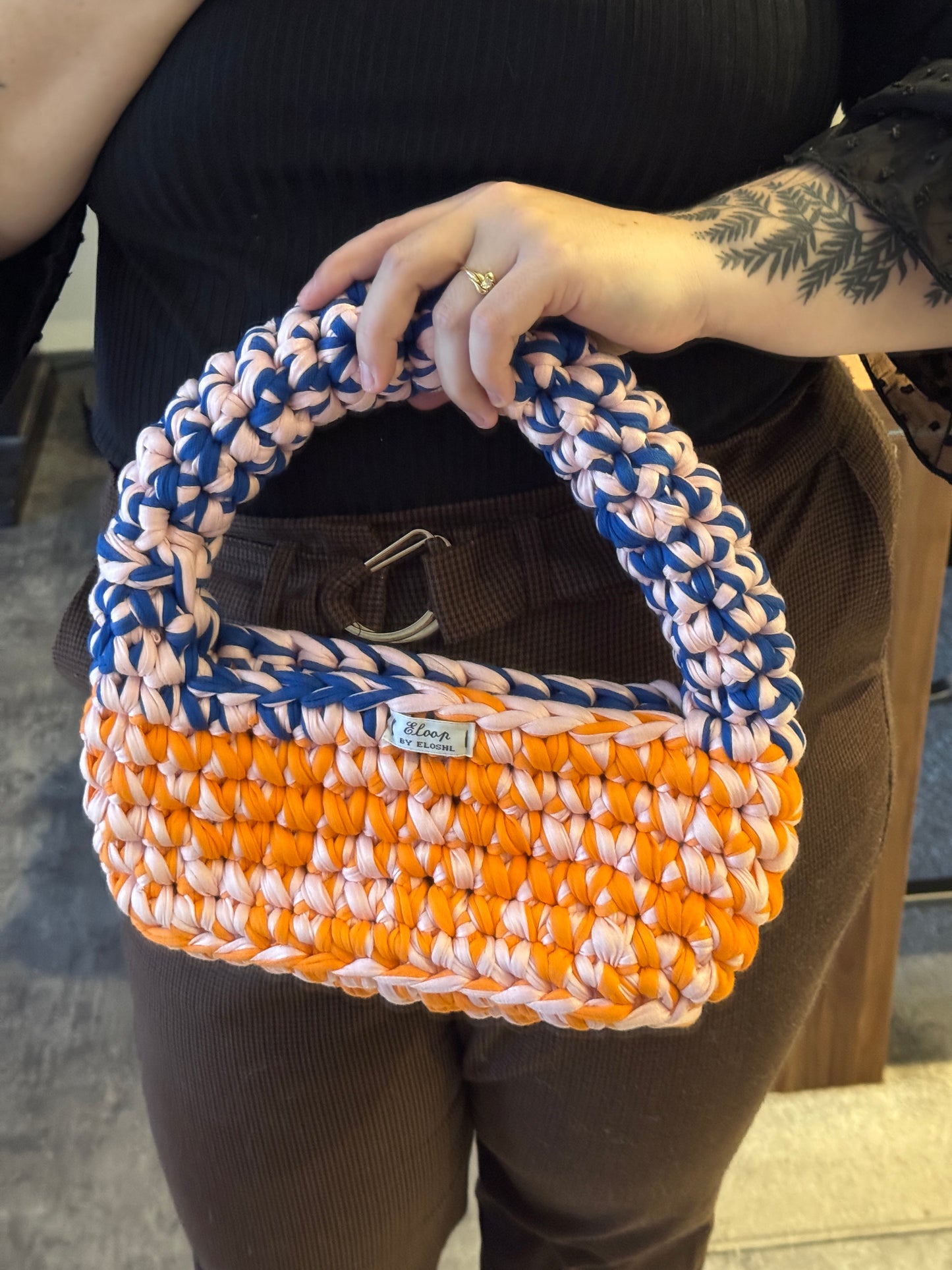 Sac Taréna (1ère édition, ancien modèle) orange, vieux rose & bleu marine