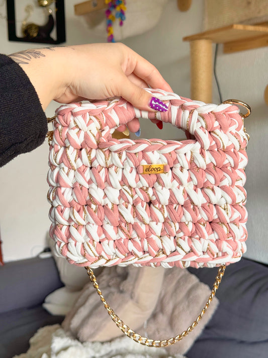 Sac Topaze vieux rose & blanc crème
