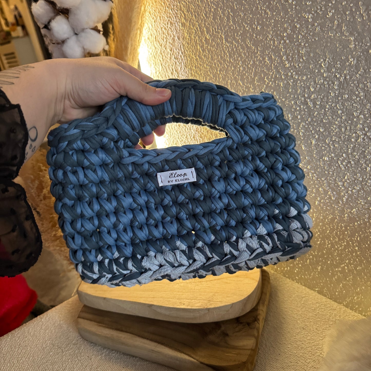Sac Topaze bleu ardoise & chiné clair