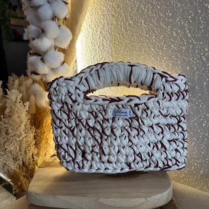 Sac Topaze blanc cassé & fil rouge