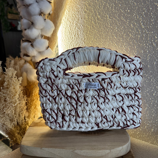 Sac Topaze blanc cassé & fil rouge