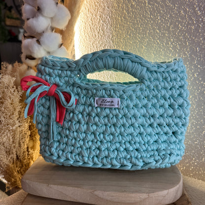 Sac Topaze bleu avec noeud