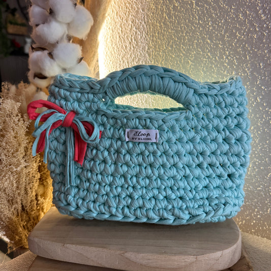 Sac Topaze bleu avec noeud